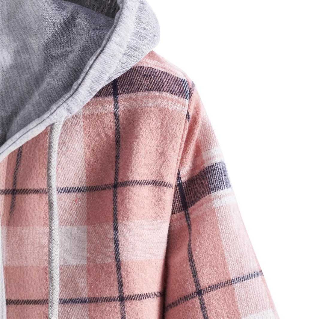 Men's overshirt with hood in modern check design Lisslune