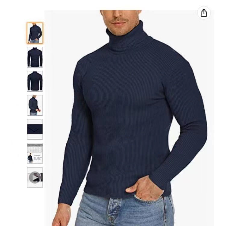 Men's Stand Collar Sweater made of Ribbed Knit Lisslune