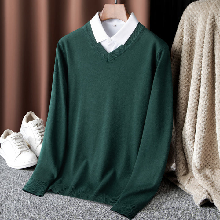 Men's Pullover with V-Neck and Fine Knit Structure Lisslune