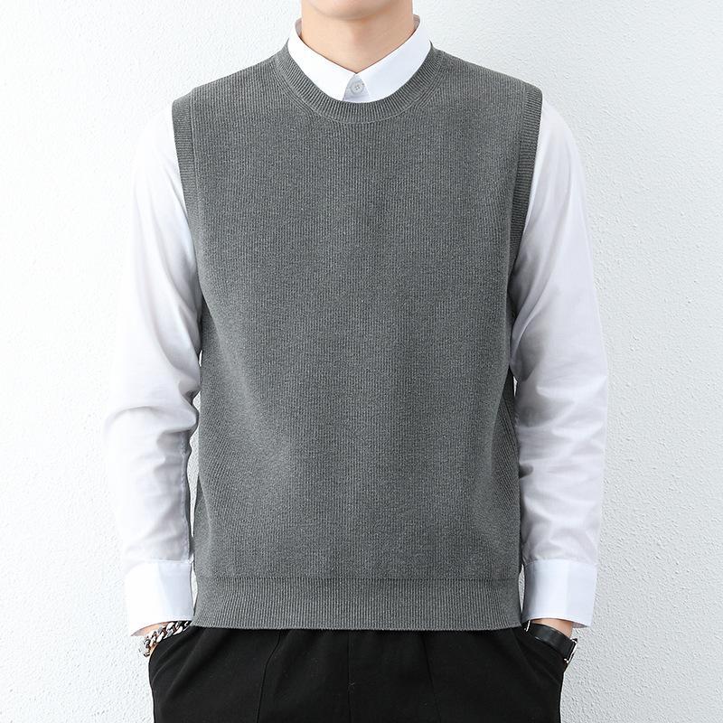 Men's Sleeveless Pullover with Fine Ribbed Structure Lisslune