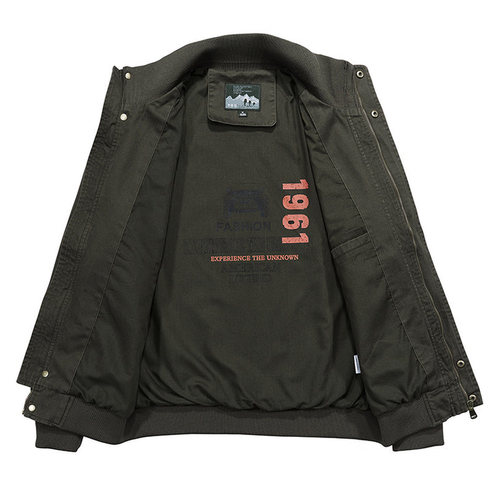 Men's Casual Utility Jacket with Adjustable Collar and Practical Pockets Lisslune