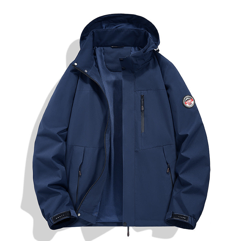 Men's Weatherproof Outdoor Jacket with Multifunctional Pockets and Adjustable Hood Collar Lisslune