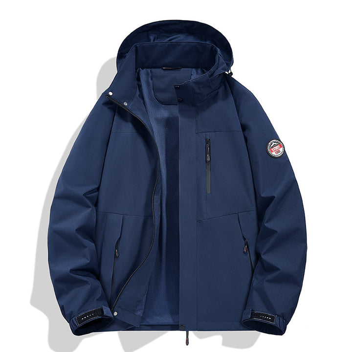 Men's Weatherproof Outdoor Jacket with Multifunctional Pockets and Adjustable Hood Collar Lisslune