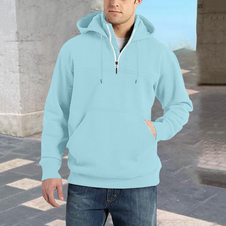 Men's stylish hoodie with half zipper and practical kangaroo pockets Lisslune