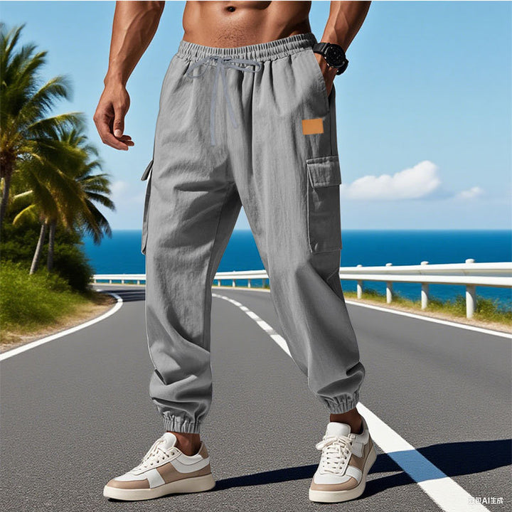 Men's cargo pants with elastic waistband and practical pockets Lisslune