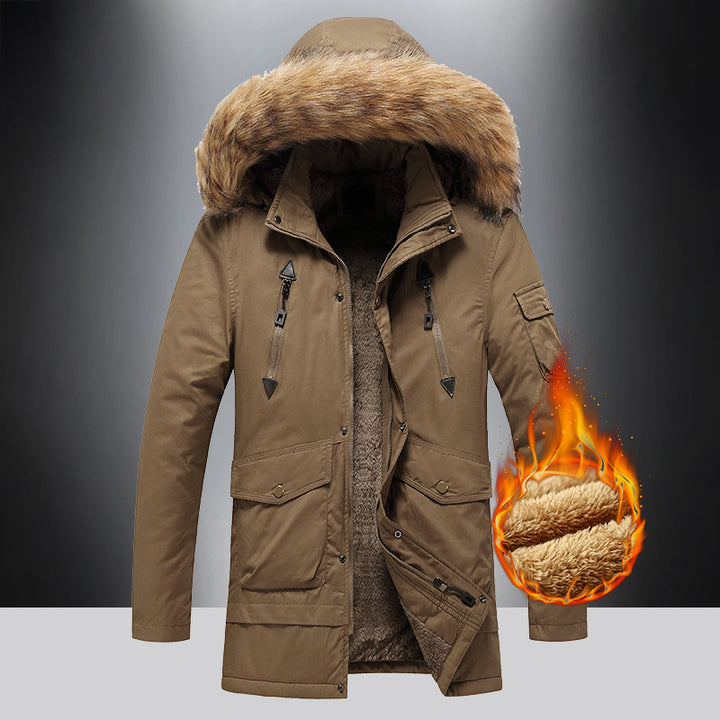 Men's Winter Parka with Warm Fleece Lining and Detachable Hood Lisslune