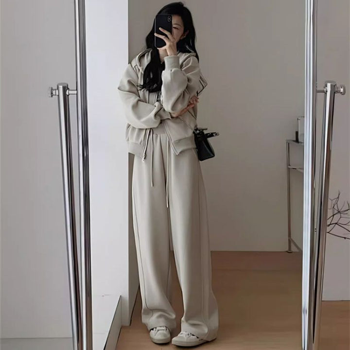 Women's Oversized Leisure Hoodie Set with Deep Cut and Casual Pants Lisslune