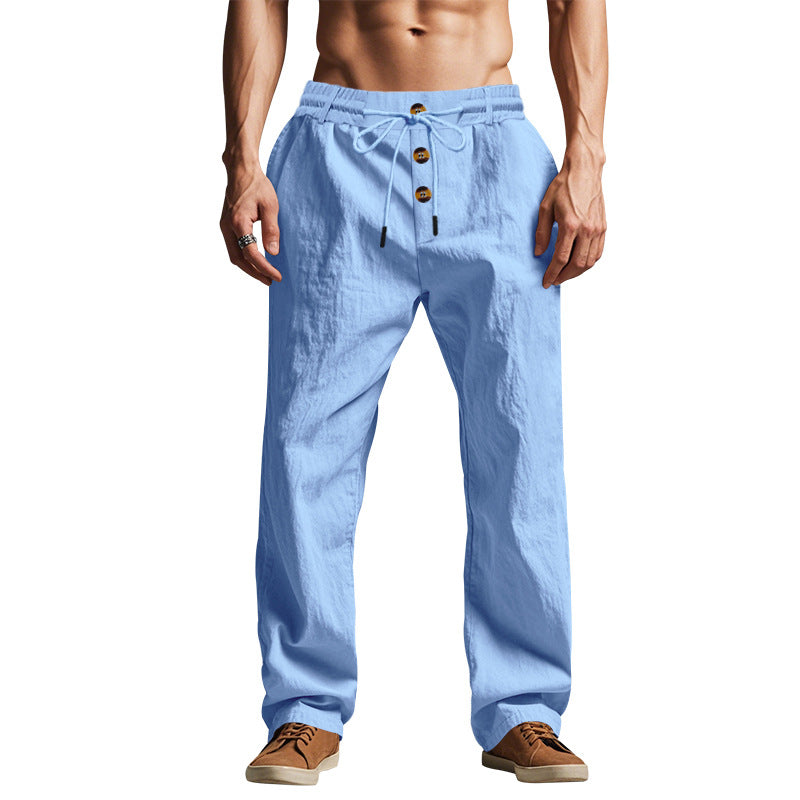 Men's Casual Beach Pants with Elastic Waistband and Practical Side Pockets Lisslune