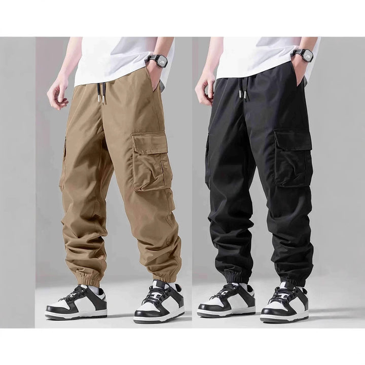 Men's cargo pants with elastic waistband and multifunctional pockets Lisslune