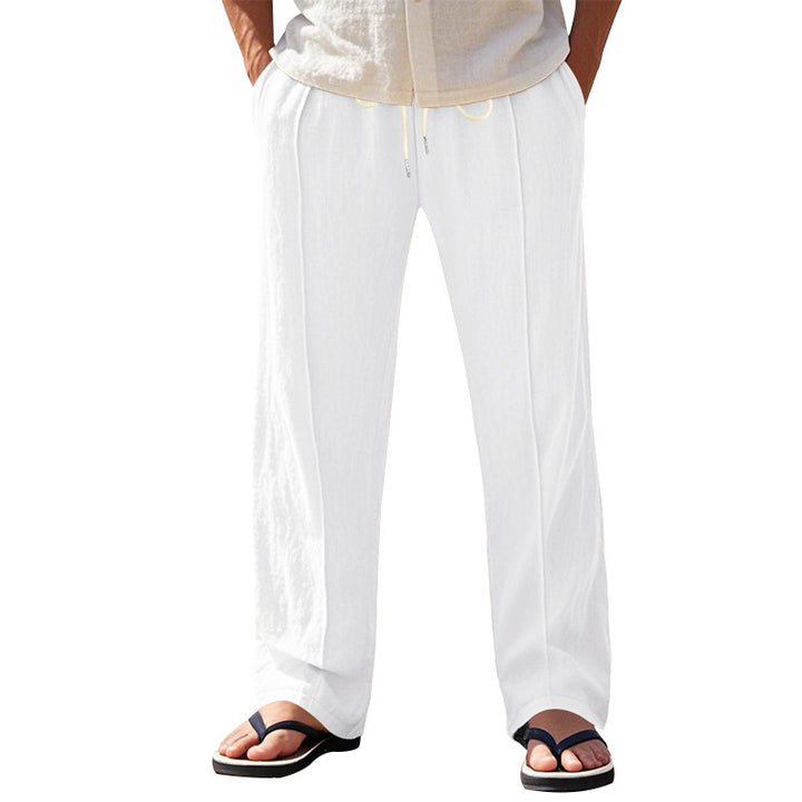 Men's Casual Beach Pants with Elastic Waistband and Side Pockets Lisslune