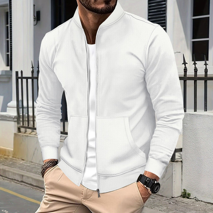 Men's sporty sweat jacket with modern textured design and practical pockets Lisslune