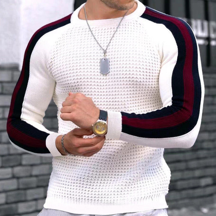 Men's knitted sweater with sporty stripes Lisslune