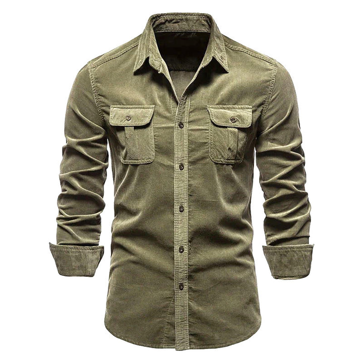 Men's long-sleeve shirt with practical chest pockets and fashionable slim-fit cut Lisslune