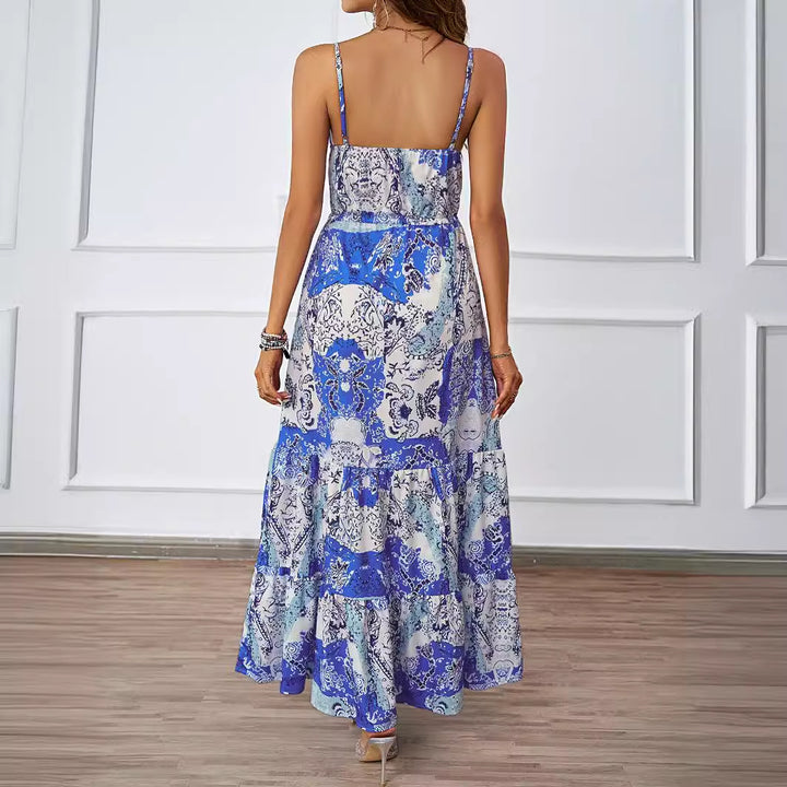 Women’s maxi dress with airy straps and floral pattern Lisslune