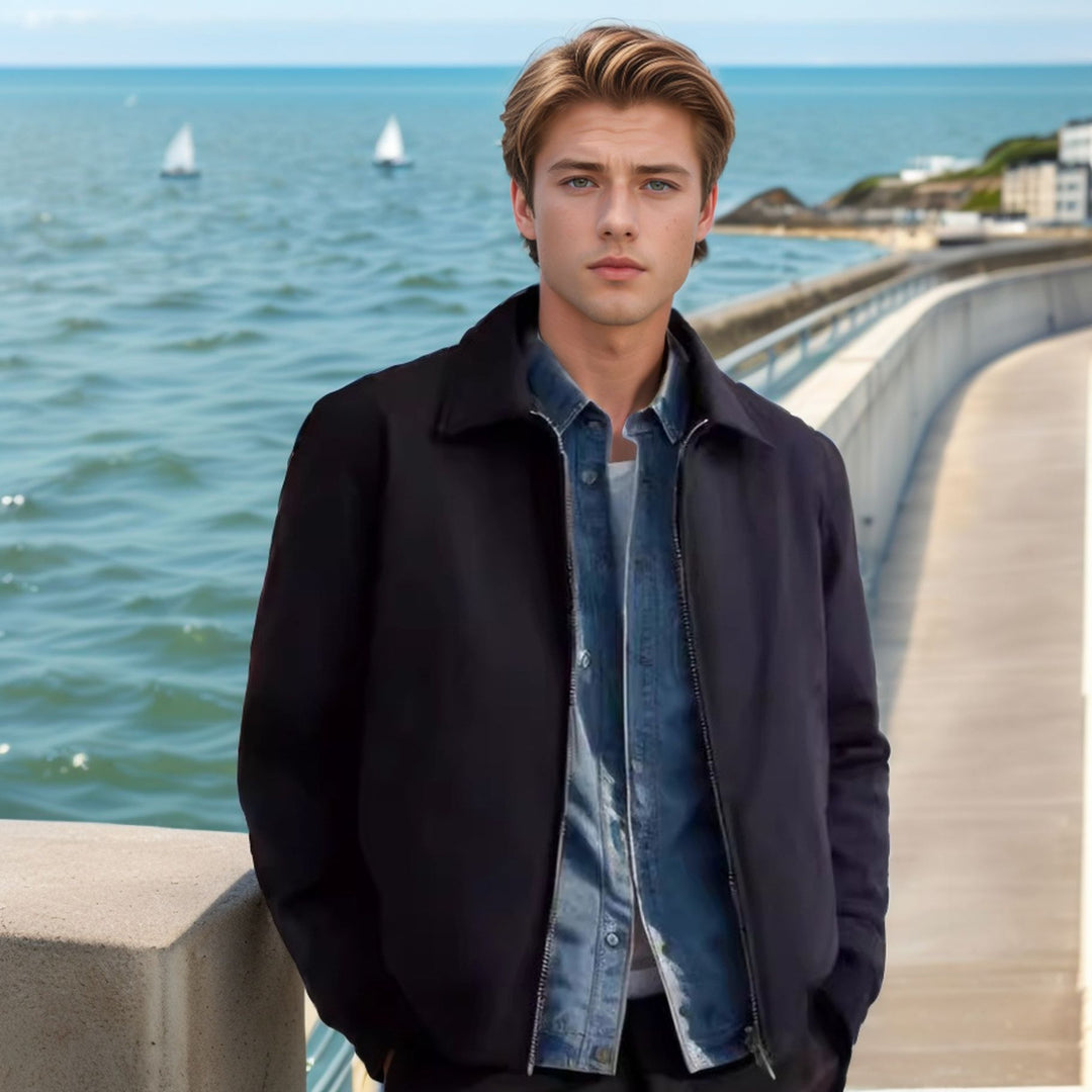 Men's fashionable transitional jacket in a sporty cut with zipper and practical pockets Lisslune