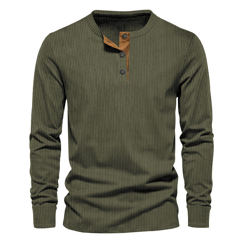 Men's Elegant Long Sleeve Shirt with Textured Rib Pattern and Trendy Button Details Lisslune