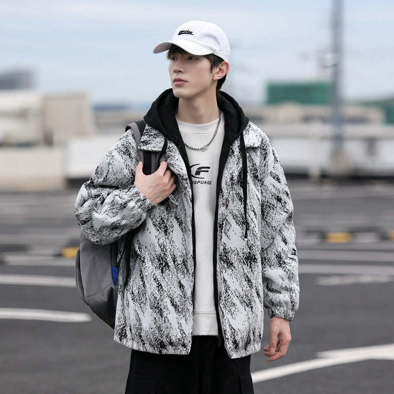 Men's stylish transition jacket in check pattern with hood Lisslune