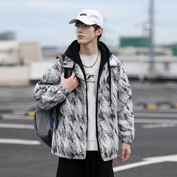 Men's sporty transitional jacket with high collar and practical pockets Lisslune