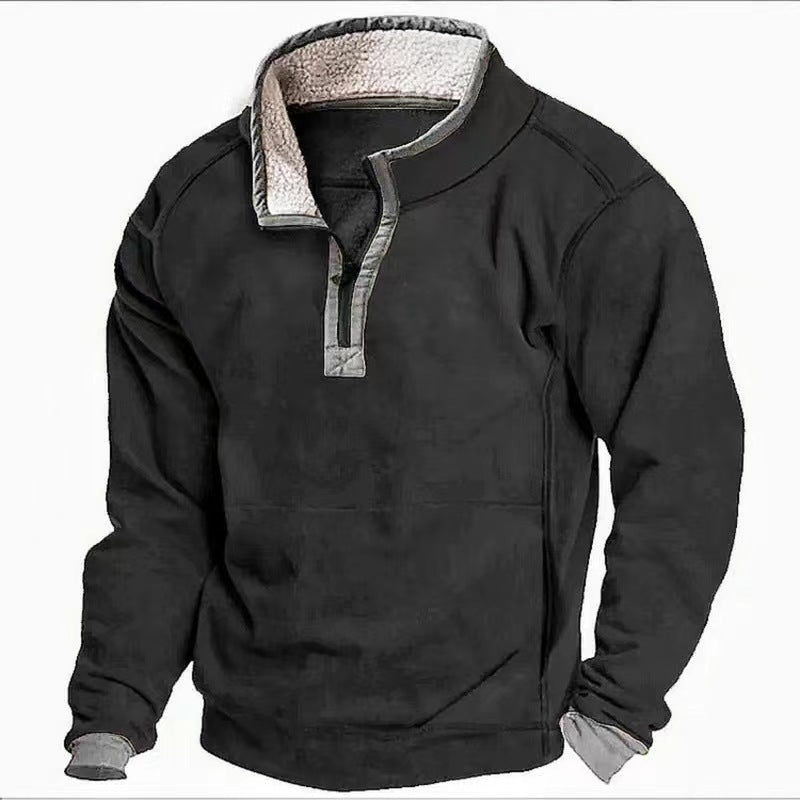 Men's fleece sweater with high collar and practical zipper Lisslune