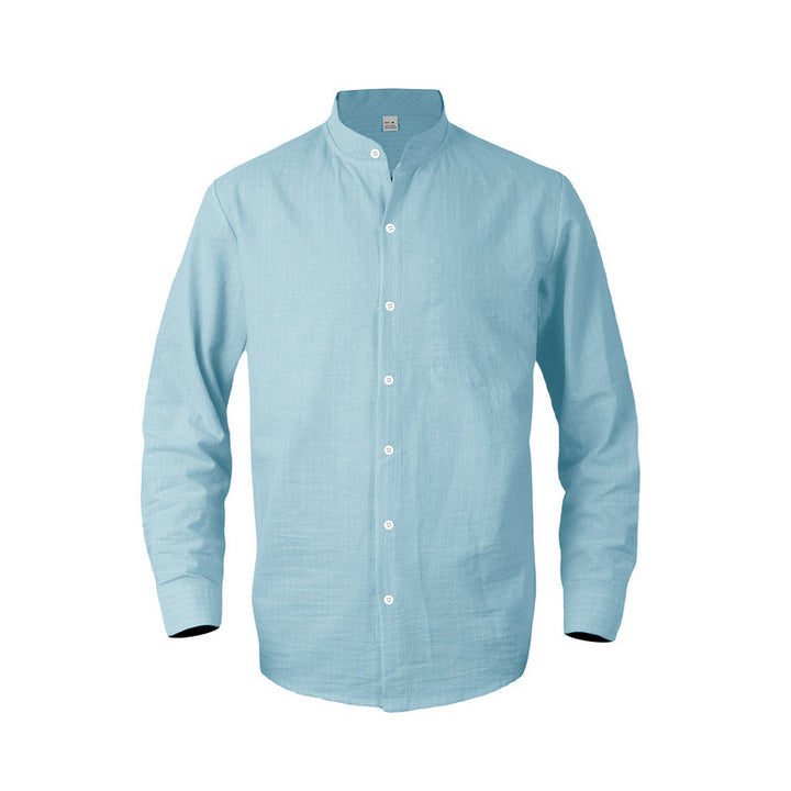 Men's Long Sleeve Shirt with Textured Design and Elegant Button Placket Lisslune