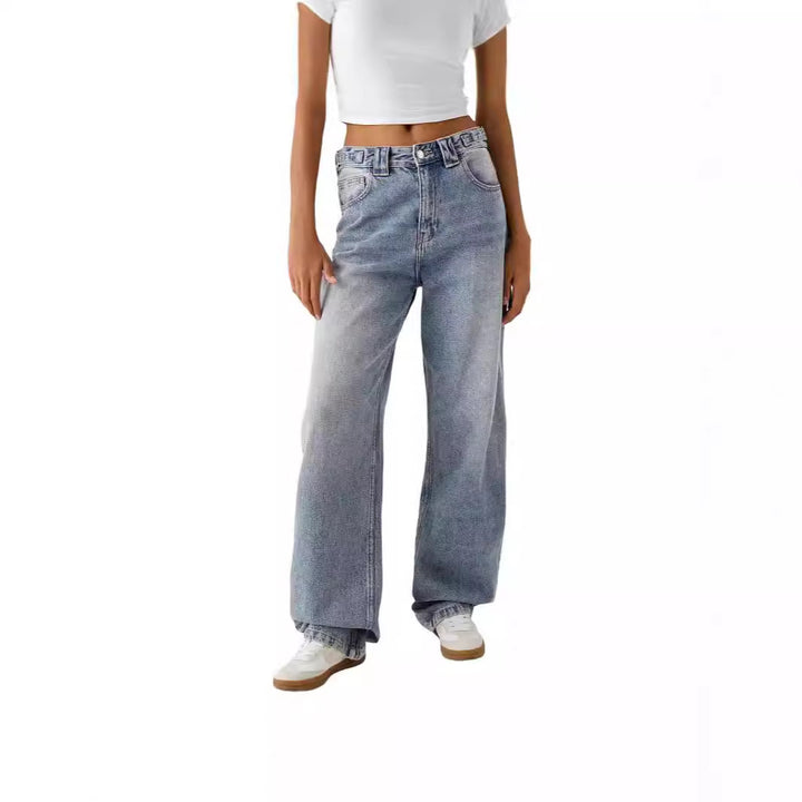 Damen weite High-Waist Jeans mit elegantem Schnitt und lässigem Design Lisslune