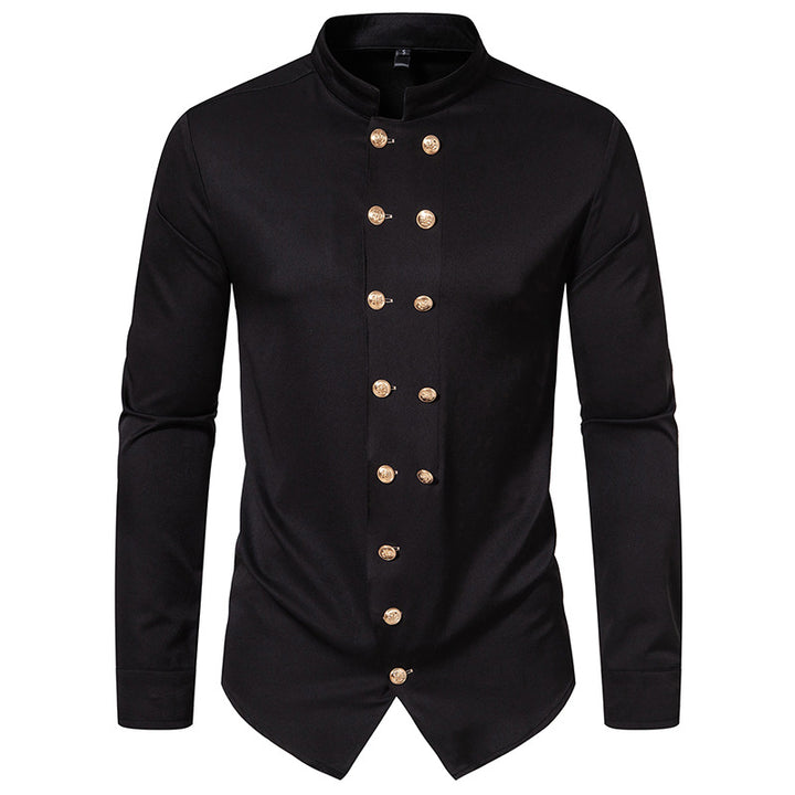 Men's elegant long-sleeve blouse in chef-typical design with button details Lisslune