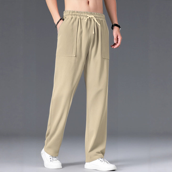 Men's Comfortable Leisure Pants with Elastic Waistband and Side Pockets Lisslune