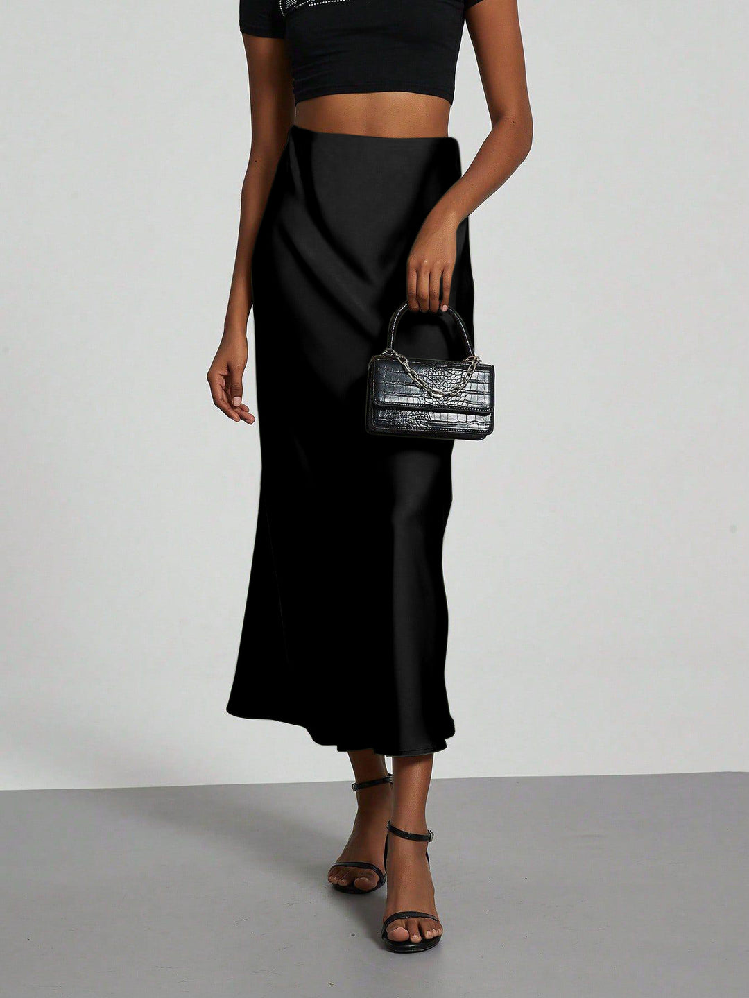 Damen Elegante und fließende Satin Maxiröcke Lisslune