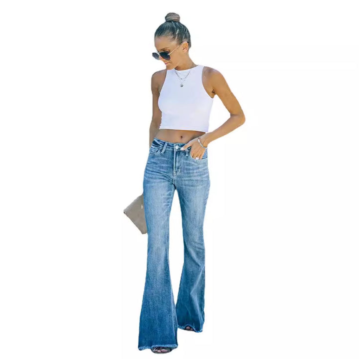 Women's High-Waist Flared Jeans in Vintage Style Lisslune