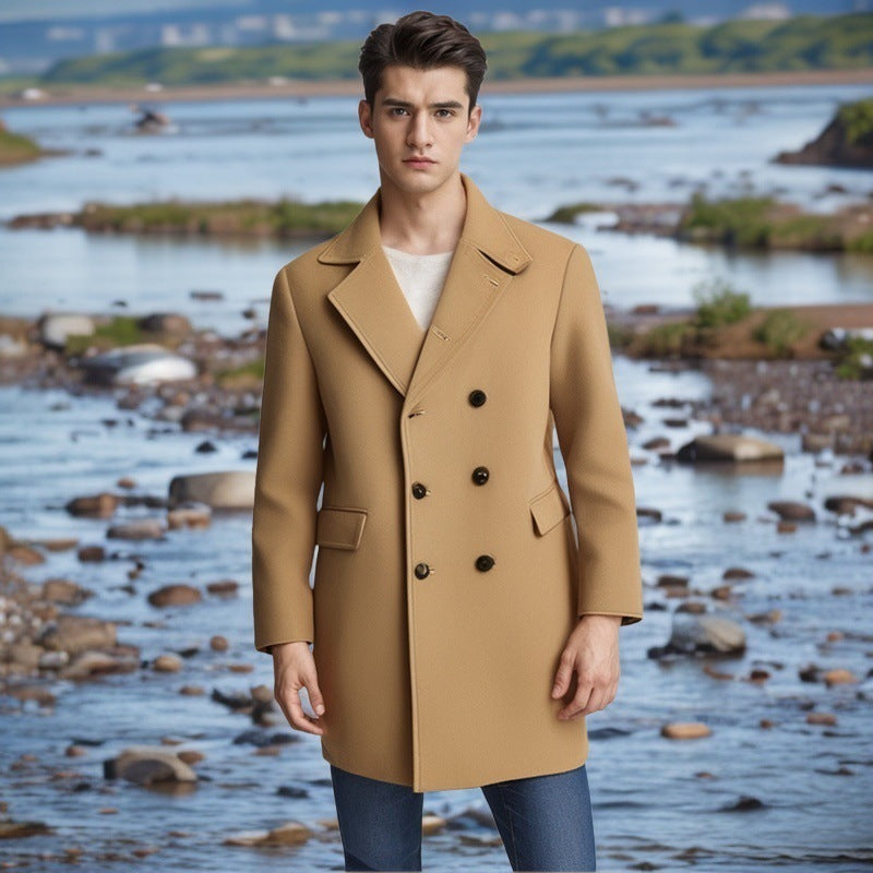 Men's elegant double-breasted wool coat Lisslune