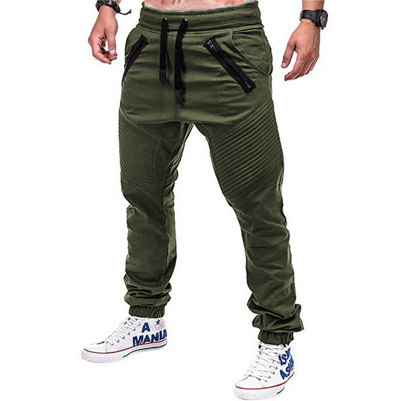 Men's fashionable jogging pants with zipper and elastic waistband Lisslune