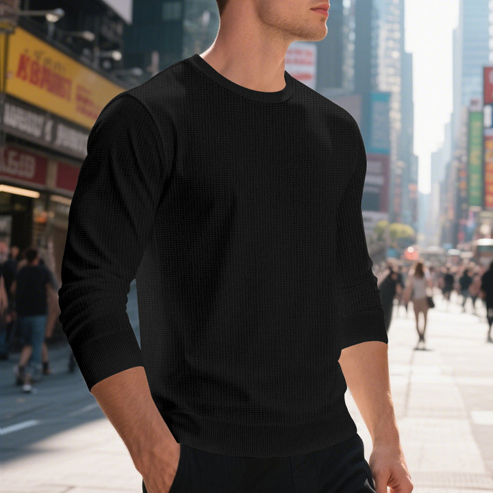 Men's stylish textured sweatshirt with round neck and elastic cuffs Lisslune