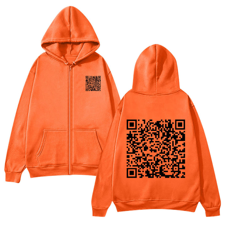 Women's hoodie jacket with QR code design and soft fleece Lisslune