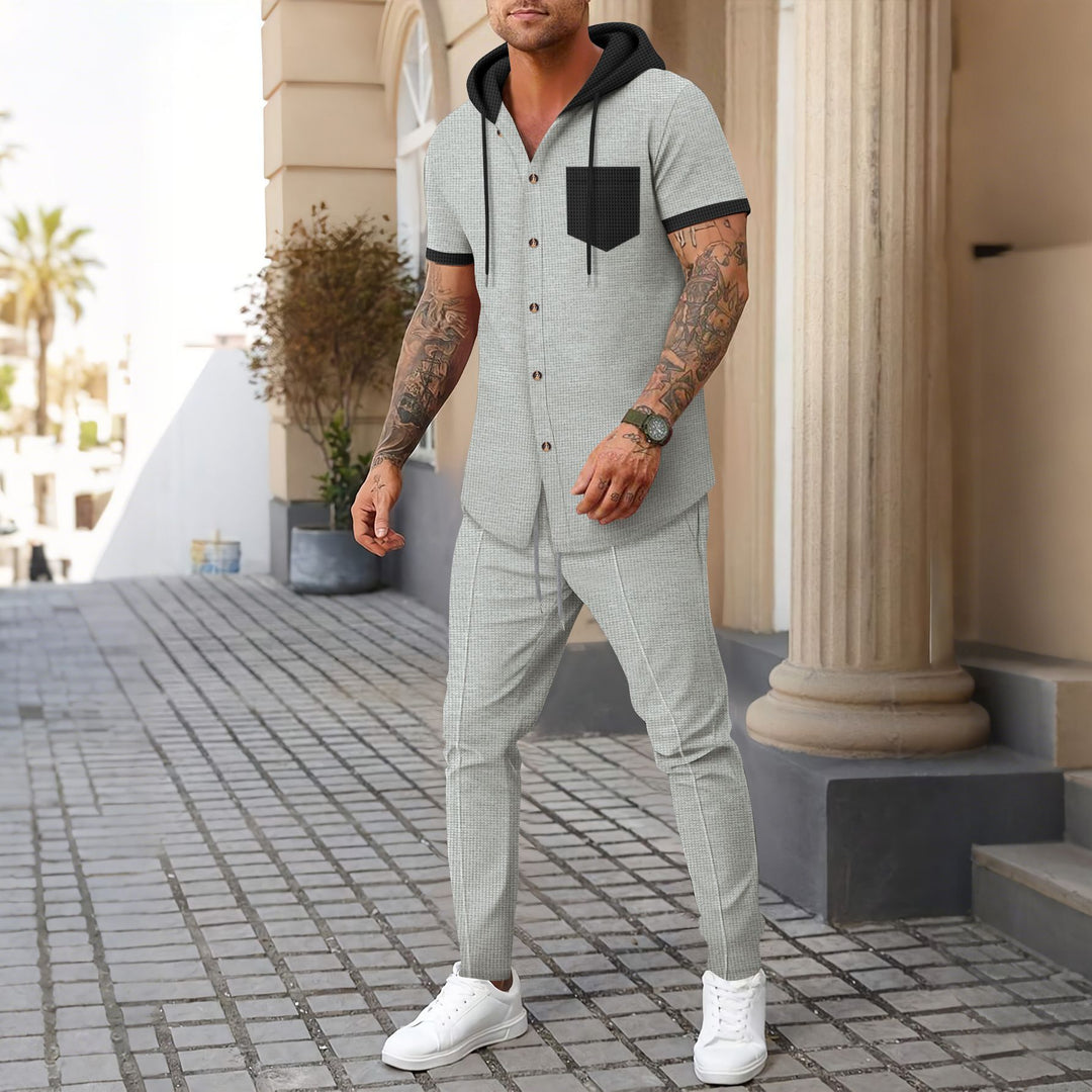 Men's athletic short-sleeve outfit with hood Lisslune