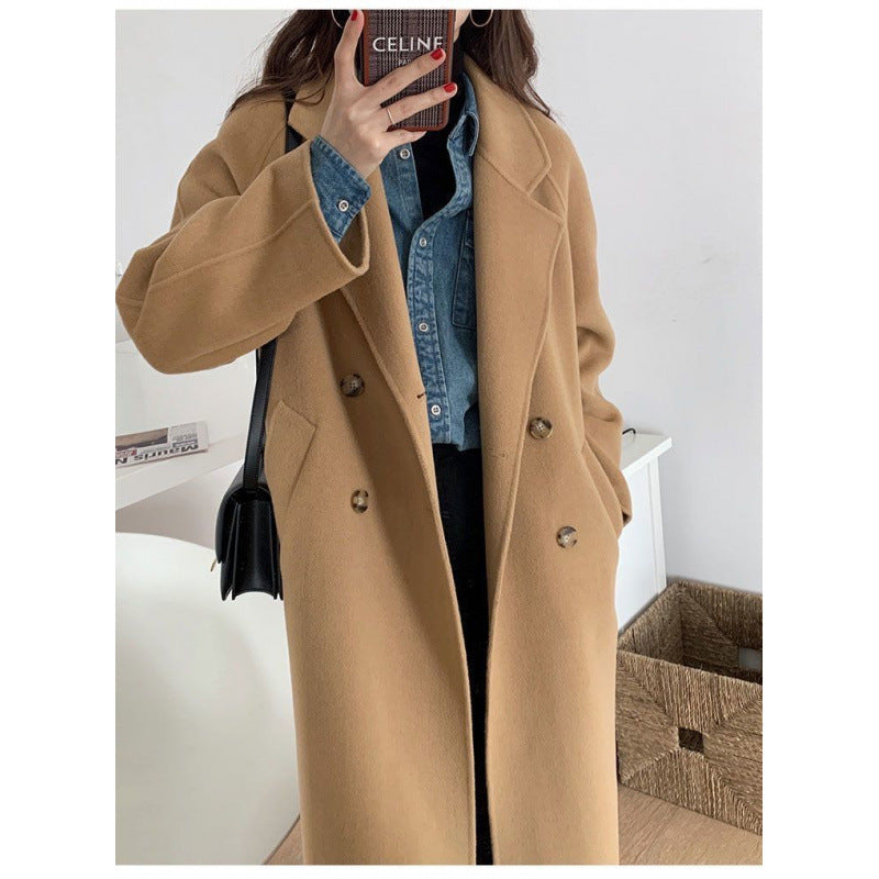 Women elegant winter coat with double button placket and generous pockets Lisslune