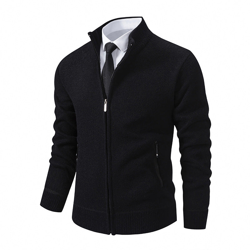 Men's cardigan with high collar and modern zip pockets Lisslune