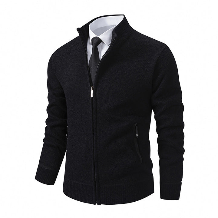 Men's cardigan with high collar and modern zip pockets Lisslune