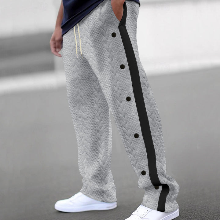 Men's sporty leisure trousers in modern design with side button placket Lisslune