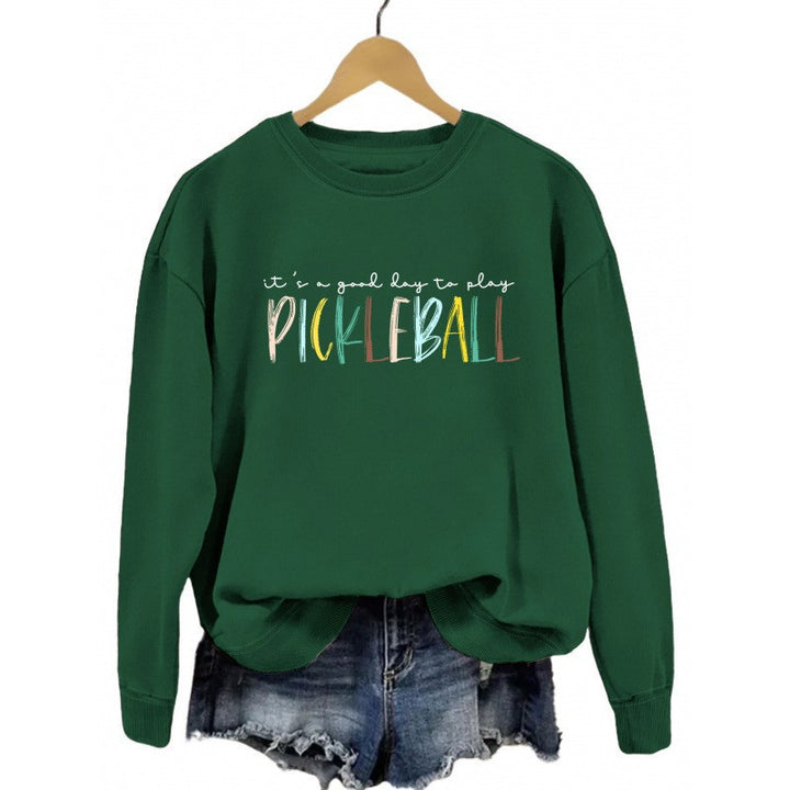 Women's casual sweatshirt with colorful pickleball print Lisslune