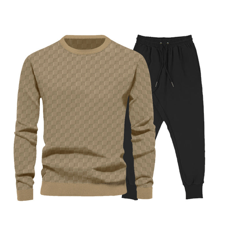 Men's casual sports set with checkered design and elastic waistband Lisslune