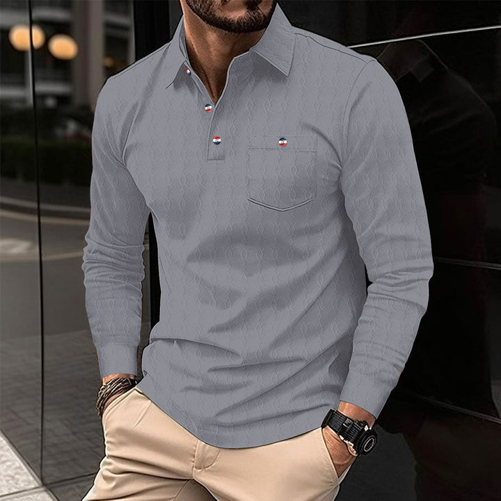Men's long-sleeve shirt with textured design and stylish accents Lisslune