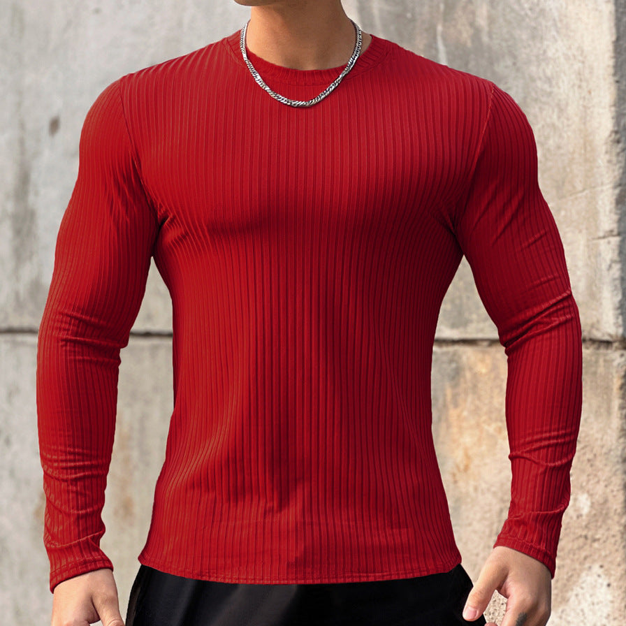 Men's long-sleeve shirt with textured ribbed pattern and sporty fit Lisslune