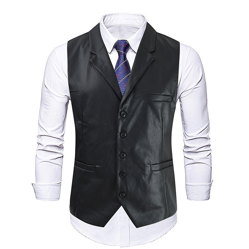 Men's elegant synthetic leather vest Lisslune