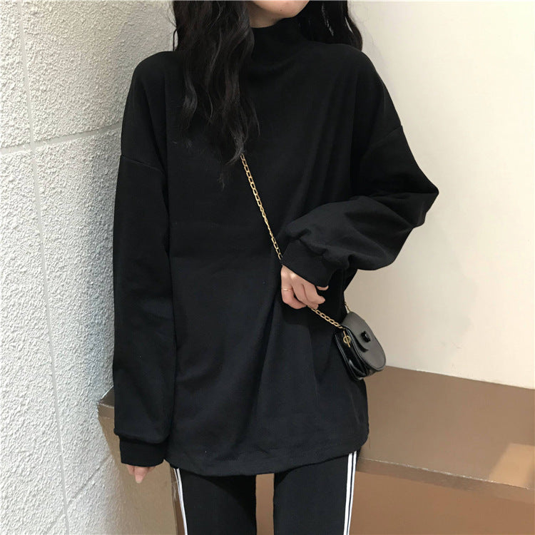 Women's long sleeve shirt with stand-up collar and sporty cut
