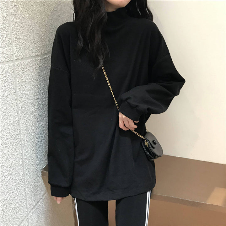 Women's long sleeve shirt with stand-up collar and sporty cut
