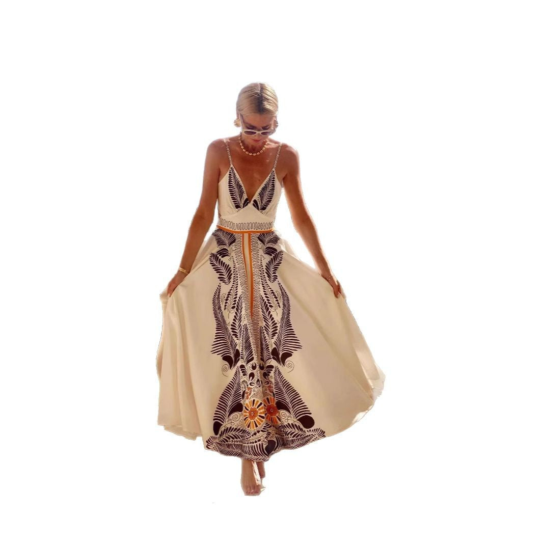Women's Maxi Dress with Floral Print and Elegant Sophistication
