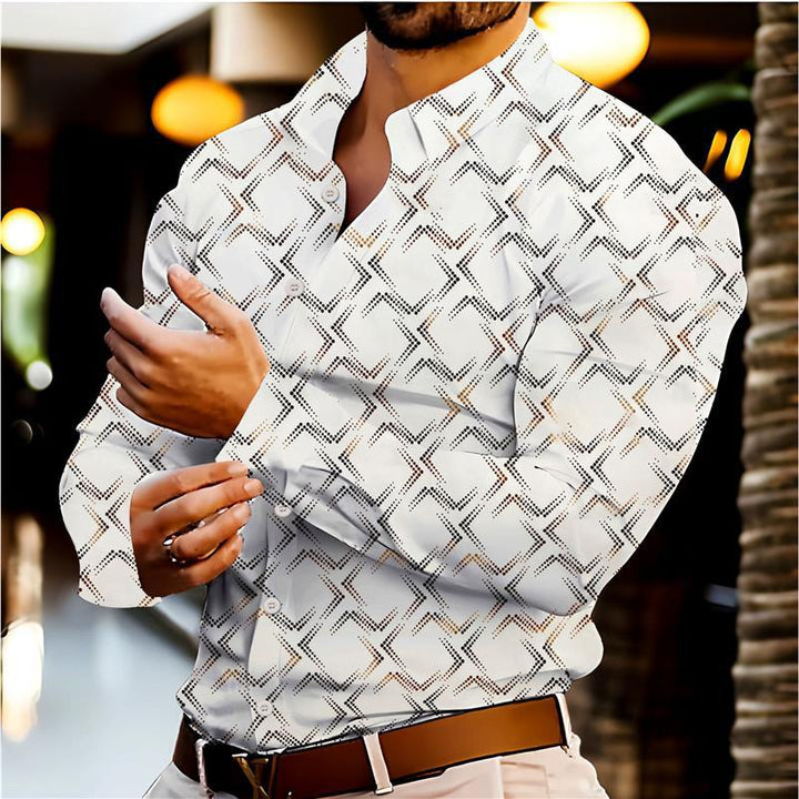 Men's elegant long sleeve shirt with modern pattern and breathable surface Lisslune