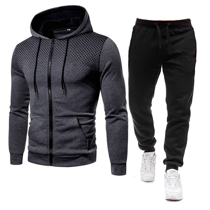 Men's Sporty Hooded Sweatshirt Jacket with Innovative Design and Comfortable Jogging Pants Lisslune