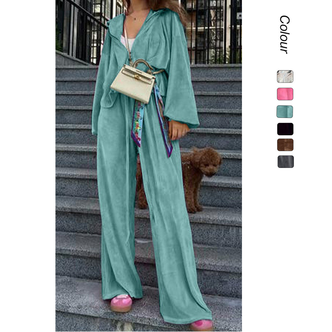 Women Casual Jogging Suit Set with Loose-Fitting Top and Comfortable Pants