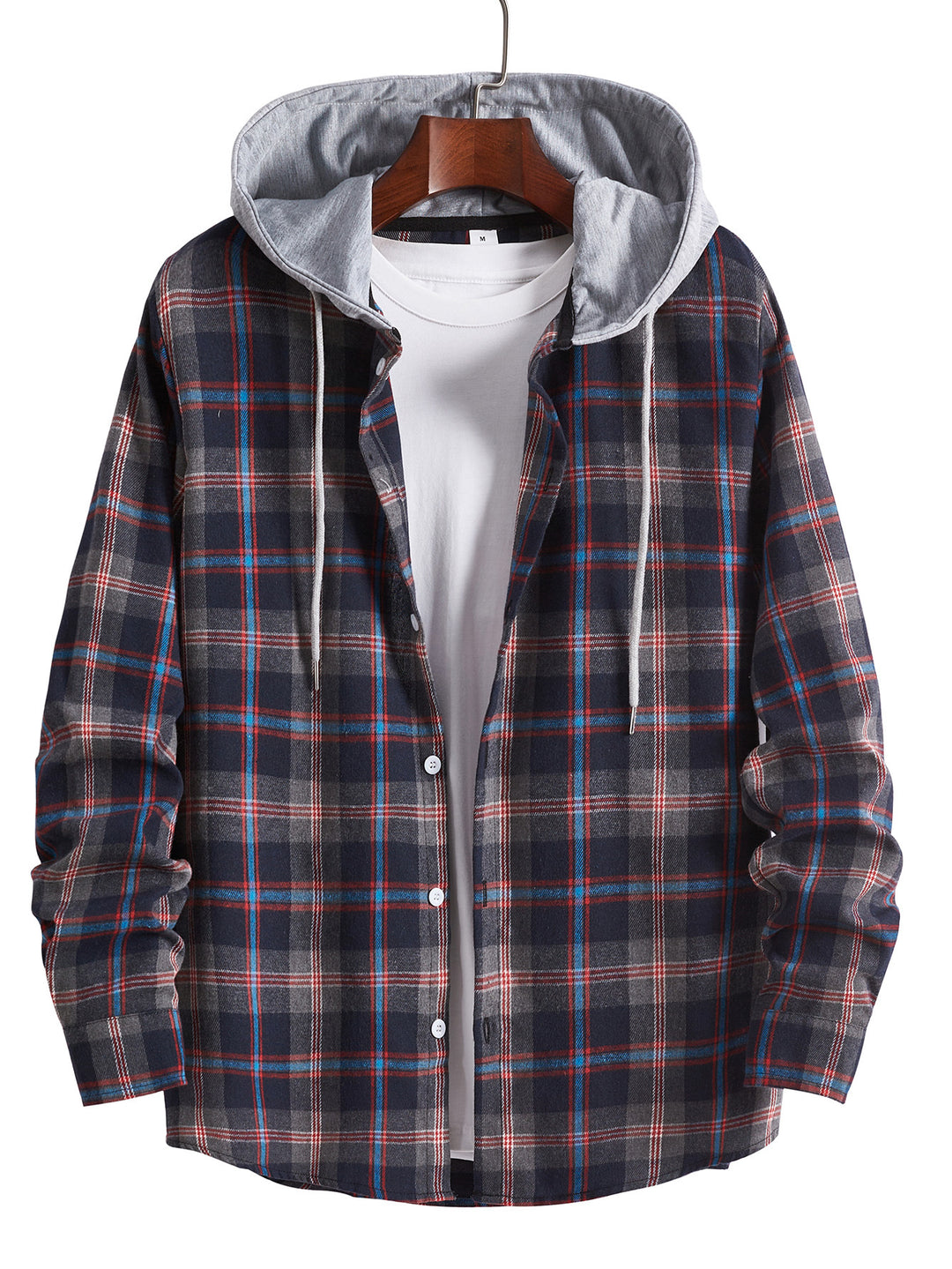 Men's flannel shirt with detachable hood Lisslune